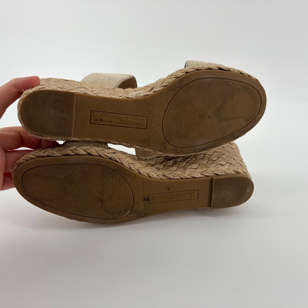 Tommy Bahama Sakura Espadrille Wedge Beige Womens 8.5 M Jute Sandals - Picture 5 of 8
